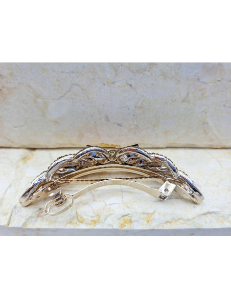 Klamra francuska MOTYW KWIATOWY BURGUNDOWE KRYSZTAŁKI Lolita Accessories