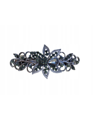 Klamra francuska SZPICZASTY KWIAT GRAFITOWY KRYSZTAŁ Lolita Accessories