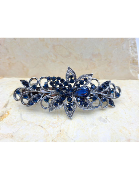 Klamra francuska SZPICZASTY KWIAT GRANATOWY KRYSZTAŁ Lolita Accessories