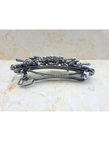 Klamra francuska OKRĄGŁY KWIAT Z GRANATOWYM...