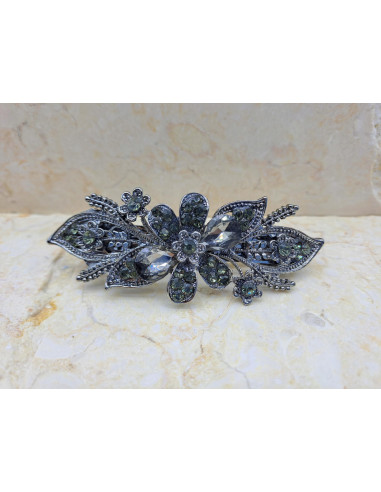 Klamra francuska GRAFITOWY KWIAT Z MAŁYMI...