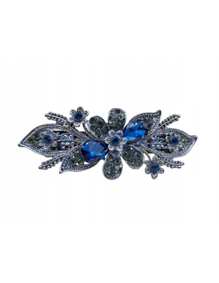 Klamra francuska GRANATOWY KWIAT Z MAŁYMI KWIATKAMI Lolita Accessories