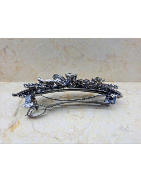 Klamra francuska GRANATOWY KWIAT Z MAŁYMI KWIATKAMI Lolita Accessories