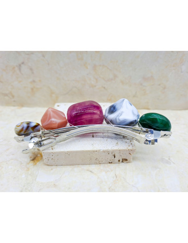 Klamra francuska MIX 5 KOLOROWYCH KAMIENI...