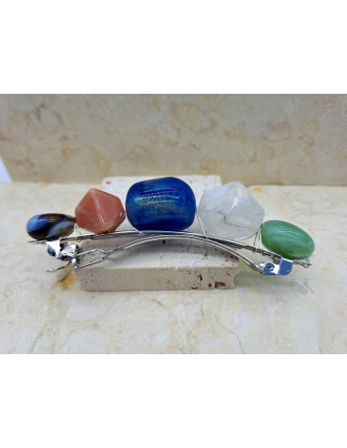 Klamra francuska MIX 5 KOLOROWYCH KAMIENI...