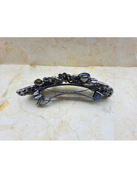 Klamra francuska 4 GRANATOWE KRYSZTAŁKI I 3 KWIATKI Lolita Accessories