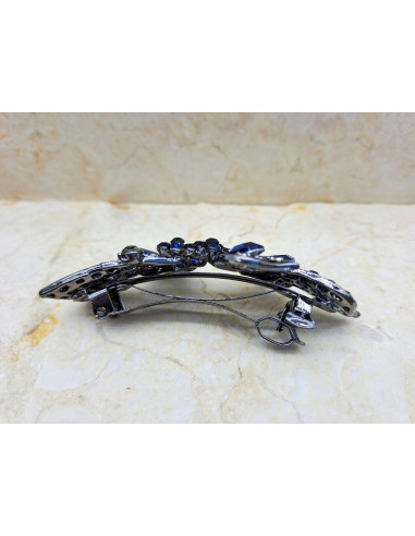 Klamra francuska GRAFITOWY KWIAT 4 KRYSZTALKI Z...