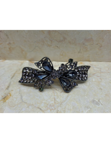 Klamra francuska GRAFIT KOKARDA I 3 KWIATKI Z...