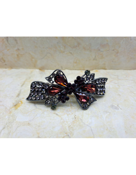 Klamra francuska BURGUND KOKARDA I 3 KWIATKI Z CEKINAMI Lolita Accesories