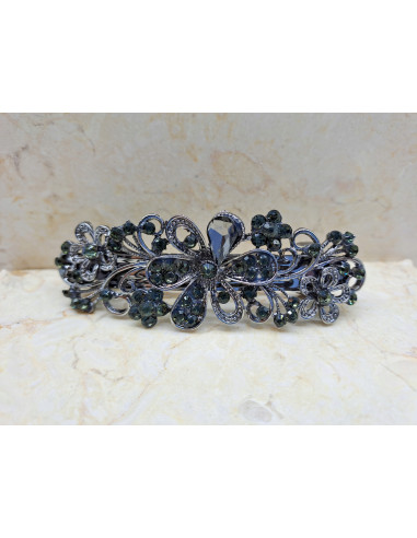 Klamra francuska GRAFITOWE RÓŻNE KWIATKI Z...