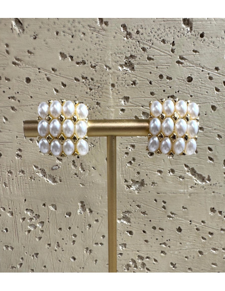 Klipsy do Uszu Lolita Accessories Klips do Ucha "GUZIKI" PERŁOWE KWADTARY