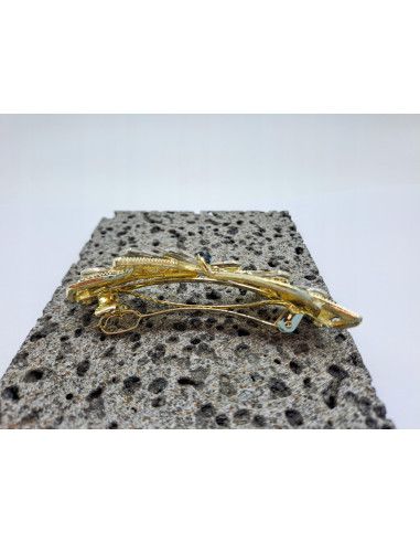 Klamra francuska a'la kokarda CZARNA Z CYRKONIA...