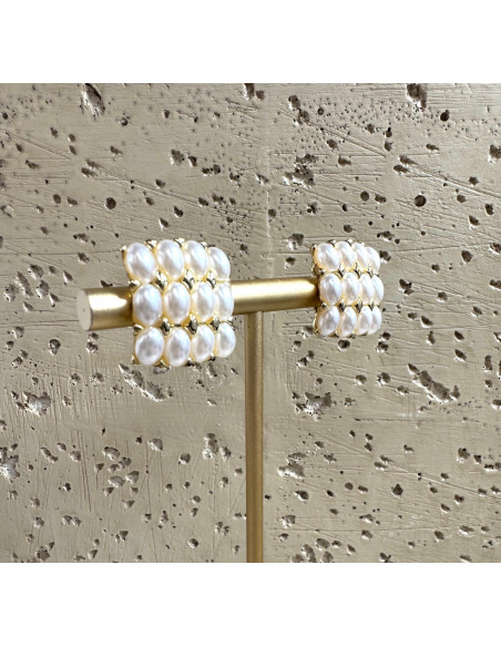 Klipsy do Uszu Lolita Accessories Klips do Ucha "GUZIKI" PERŁOWE KWADTARY