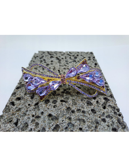 Klamra francuska a'la kokarda FIOLETOWA Z CYRKONIA Lolita Akcesoria