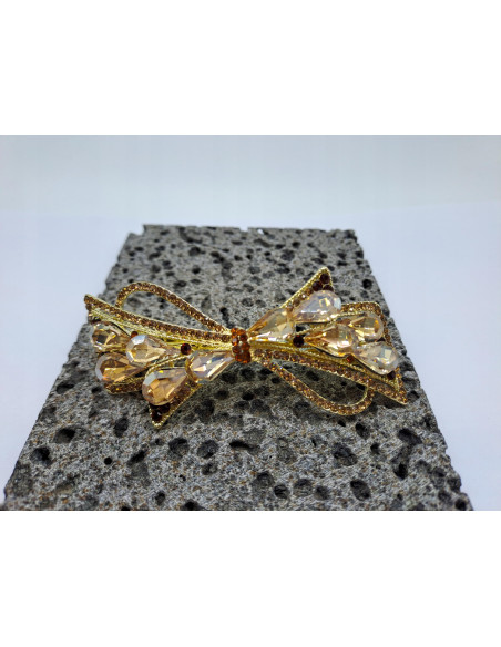 Klamra francuska a'la kokarda BRĄZOWA Z CYRKONIA Lolita Akcesoria