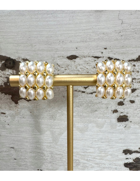 Klipsy do Uszu Lolita Accessories Klips do Ucha "GUZIKI" PERŁOWE KWADTARY