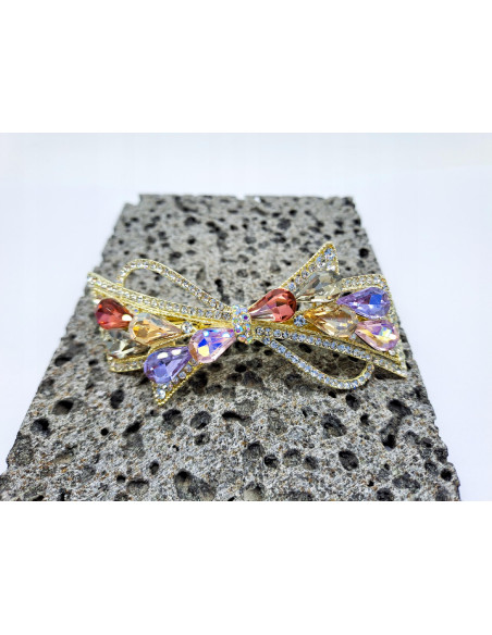 Klamra francuska a'la kokarda KOLOROWE KAMIENIE Z CYRKONIA Lolita Akcesoria