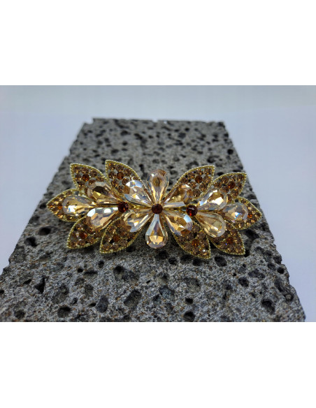 Klamra francuska BRĄZOWY KWIAT Z BRĄZOWYMI KRYSZTAŁKAMI Lolita Accessories