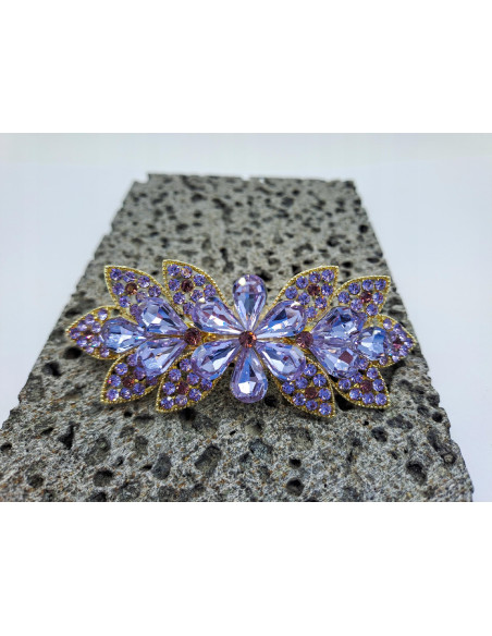 Klamra francuska FIOLETOWY KWIAT I FIOLETOWE KRYSZTAŁKI Lolita Accessories