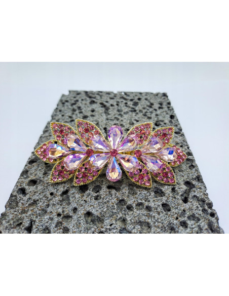 Klamra francuska RÓŻOWY KWIAT I RÓŻOWE KRYSZTAŁKI LOLTA ACCESSORIES