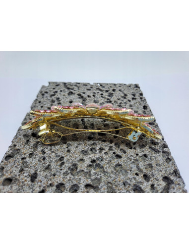 Klamra francuska RÓŻOWY KWIAT I RÓŻOWE...