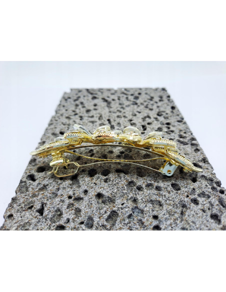 Klamra Francuska DWA CRYSTAL AB KWIATKI Z CYRKONIAMI Lolita Accessories