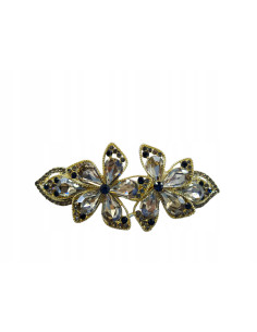 Klamra Francuska DWA CZARNE KWIATKI Z CYRKONIAMI Lolita...