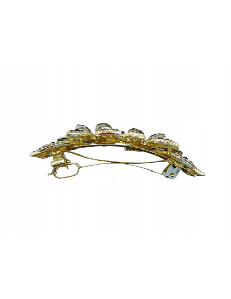 Klamra Francuska DWA CZARNE KWIATKI Z CYRKONIAMI Lolita Accessories