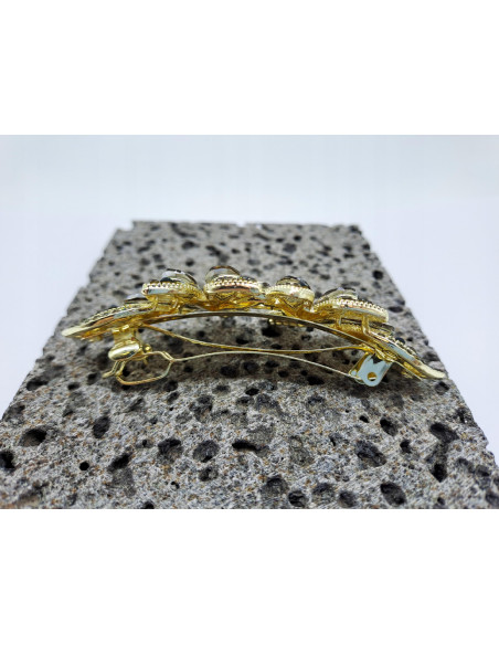 Klamra Francuska DWA CZARNE KWIATKI Z CYRKONIAMI Lolita Accessories