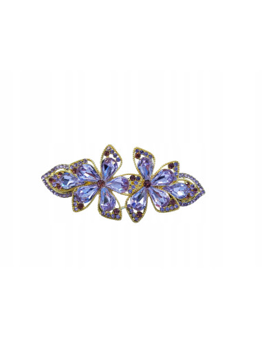 Klamra Francuska DWA FIOLETOWE KWIATKI Z CYRKONIAMI Lolita Accessories