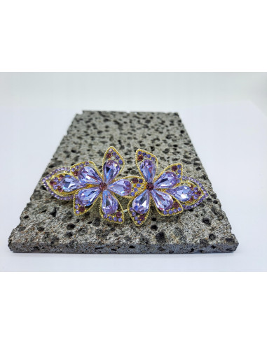 Klamra Francuska DWA FIOLETOWE KWIATKI Z...