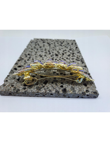 Klamra Francuska DWA FIOLETOWE KWIATKI Z...