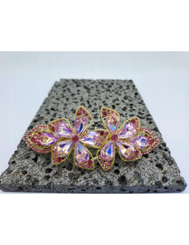 Klamra Francuska DWA RÓŻOWE KWIATKI Z...