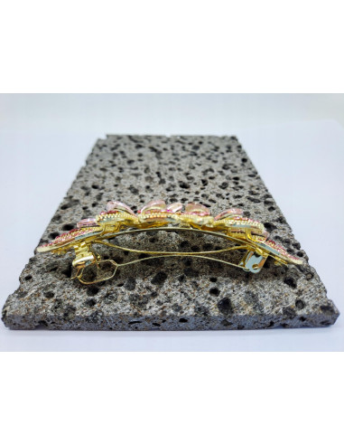 Klamra Francuska DWA RÓŻOWE KWIATKI Z...