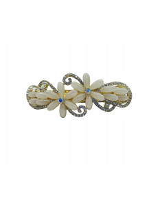 Klamra Francuska do włosów ECRU KWIATKI Z CYRKONIAMI...