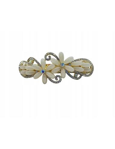 Klamra Francuska do włosów ECRU KWIATKI Z CYRKONIAMI Lolita Accessories