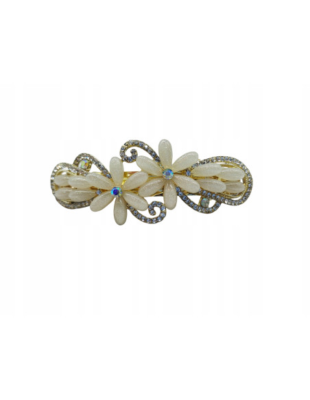 Klamra Francuska do włosów ECRU KWIATKI Z CYRKONIAMI Lolita Accessories
