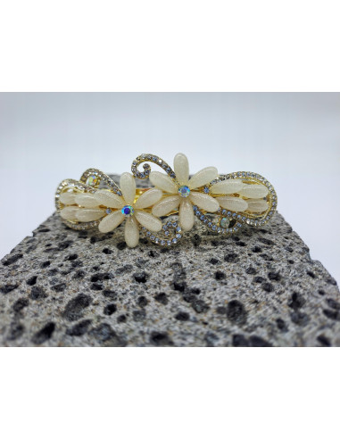 Klamra Francuska do włosów ECRU KWIATKI Z...