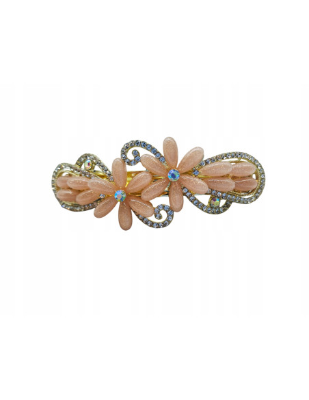 Klamra Francuska do włosów KORALOWE KWIATKI Z CYRKONIAMI Lolita Accessories