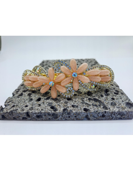 Klamra Francuska do włosów KORALOWE KWIATKI Z CYRKONIAMI Lolita Accessories