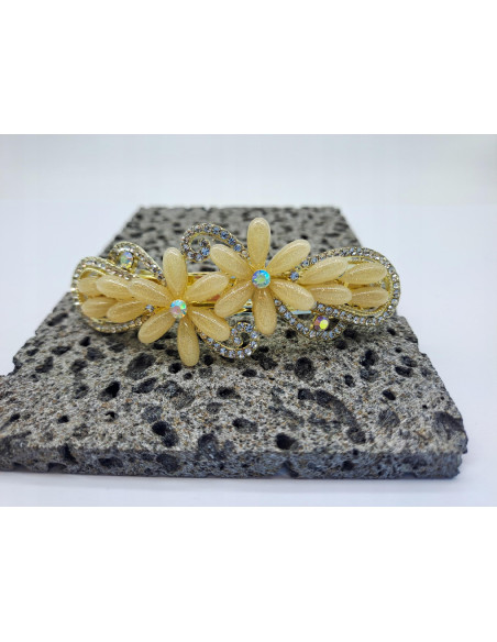 Klamra Francuska do włosów ŻÓŁTE KWIATKI Z CYRKONIAMI Lolita Accessories