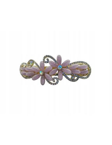 Klamra Francuska do włosów FIOLETOWE KWIATKI Z CYRKONIA Lolita Accessories