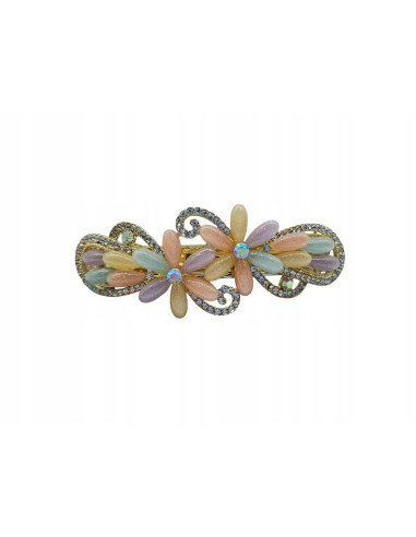 Klamra Francuska do włosów KOLOROWE KWIATKI Z CYRKONIAMI Lolita Accessories