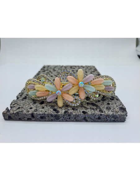 Klamra Francuska do włosów KOLOROWE KWIATKI Z CYRKONIAMI Lolita Accessories