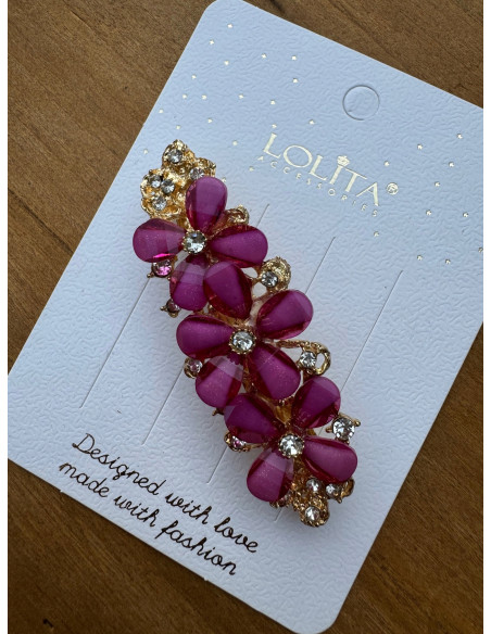 Klamra Francuska do włosów RÓŻOWE KWIATY Lolita Accessories