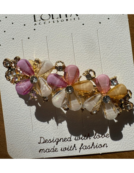 Klamra Francuska do włosów KOLOROWE KWIATKI KWIAT Lolita Accessories