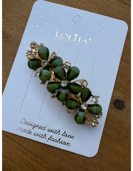 Klamra Francuska do włosów ZIELONE KWIATKI KWIAT Lolita Accessories
