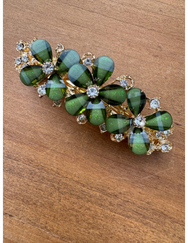 Klamra Francuska do włosów ZIELONE KWIATKI...