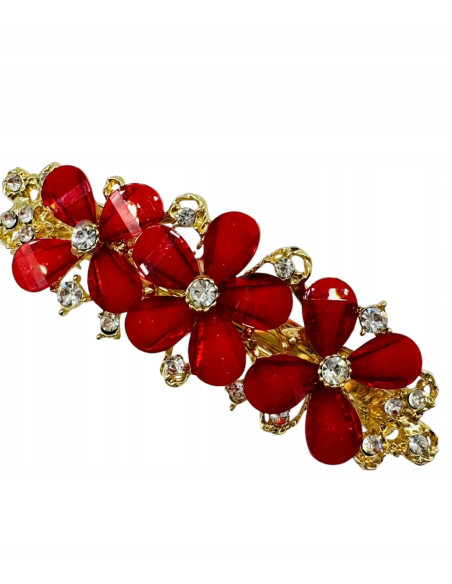 Klamra Francuska do włosów CZERWONE KWIATKI KWIAT Lolita Accessories