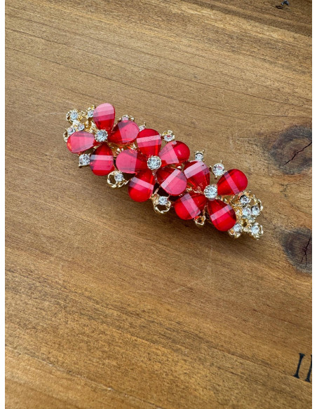 Klamra Francuska do włosów CZERWONE KWIATKI KWIAT Lolita Accessories